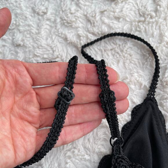 Cache crochet beaded rose floral embroidered maxi dress cocktail fringe hem S - Picture 7 of 17